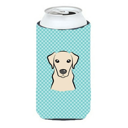

checkerboard blue yellow labrador tall boy beverage insulator hugger bb1160tbc