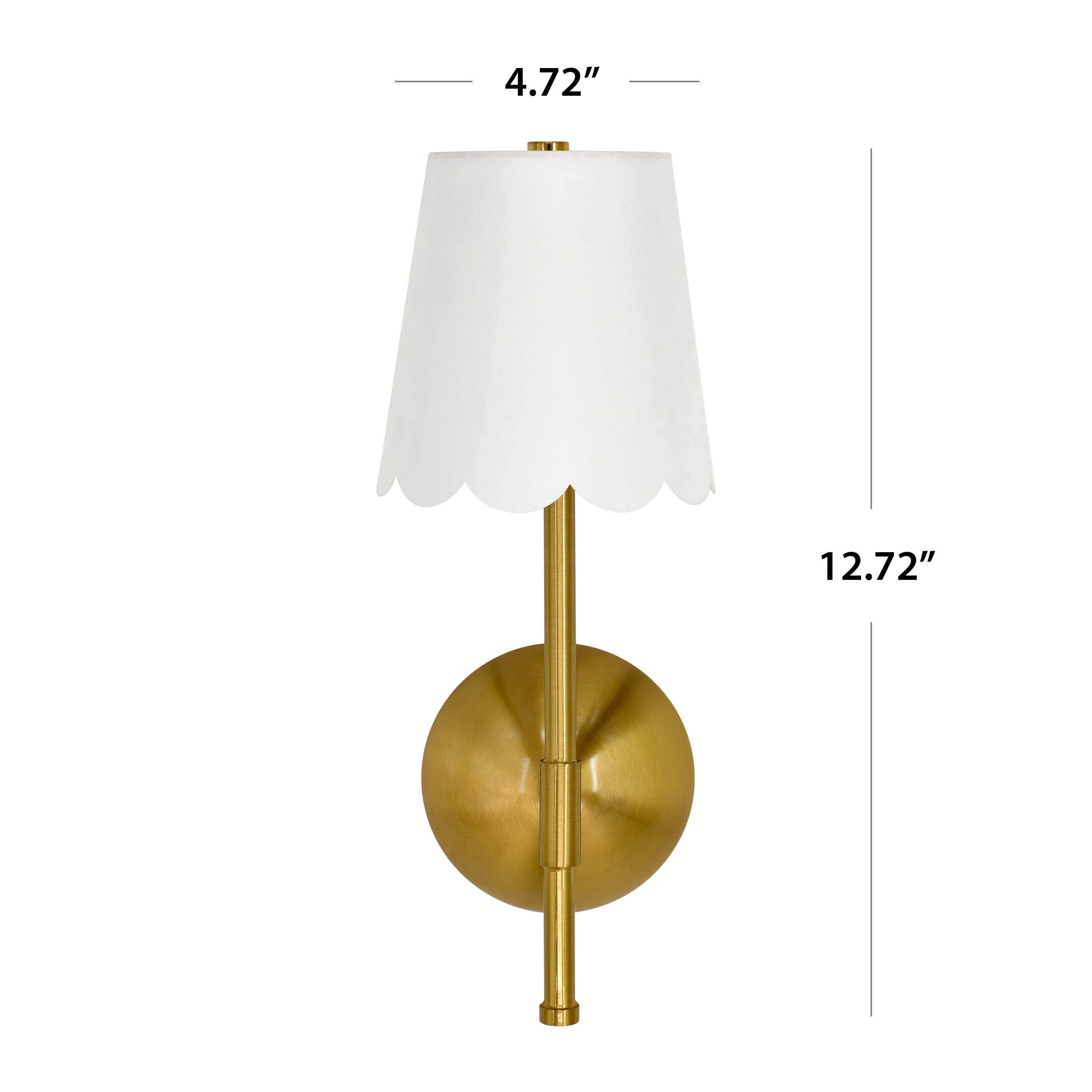 Sterling & Noble Cordless Brass Rechargeable Wall Sconce with Scalloped Fabric Shade and Remote