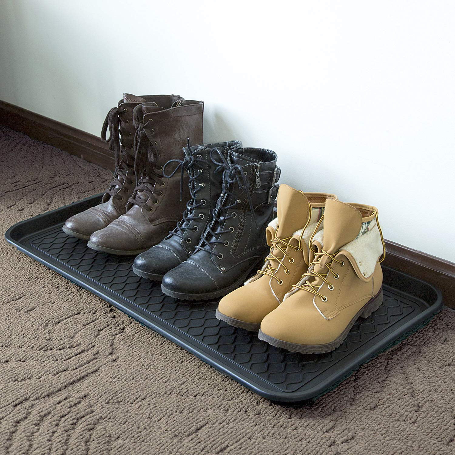 Mifoci 2 Pack Boot Tray with 2 Coir Mat 30 x 15 Inch Door Shoe Tray Coir  Door Mat Wide Multipurpose Boot Mat for Entryway Indoor Outdoor Use