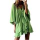 thumbnail image 1 of Vestido de volantes con mangas abullonadas de tres cuartos y cuello en V a la moda de verano para mujer Fridja  bnh4052, 1 of 8