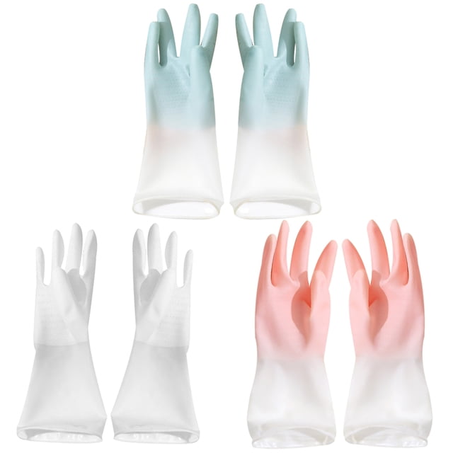 Juego de 3 pares de guantes de goma para limpieza de cuencos, impermeables, para lavandería, protectores de manos, de cocina y lavavajillas (tallas surtidas)