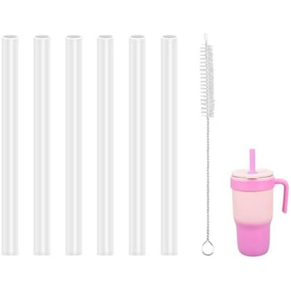 Replacement Straws Compatible With Zak Designs 18oz Handle Tumbler, with 1 Brush (Pack of 6)$$Home Decor, Kitchen, & Other