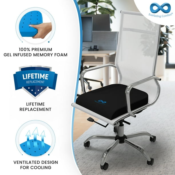 Everlasting Comfort Memory Foam Office Chair Cushion Butt Pillow Seat Cushion Pad for Leg Butt Sciatica and Back Pain Relief Car Work Home and