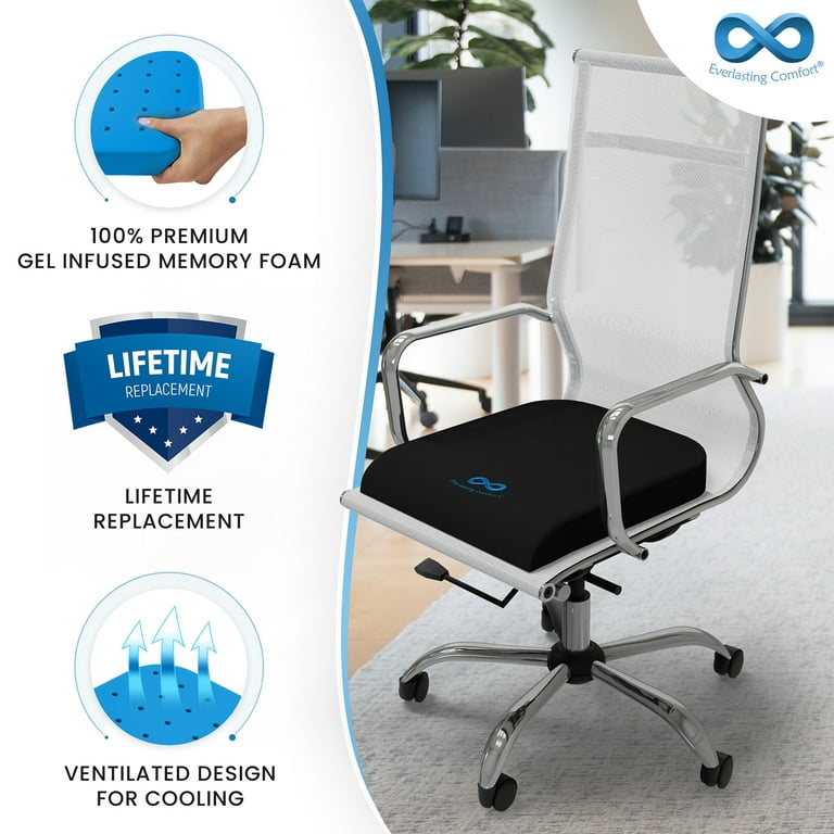 Memory Foam Seat Cushion Black Non-Slip for Car Office Chair Butt