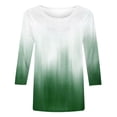 thumbnail image 3 of 3/4 Sleeve Womens Tops Plus Size Crew Neck Color Block Patchwork Tunic Basic Tee Spring Lightweight Casual Blouses(Green,XXL), 3 of 4