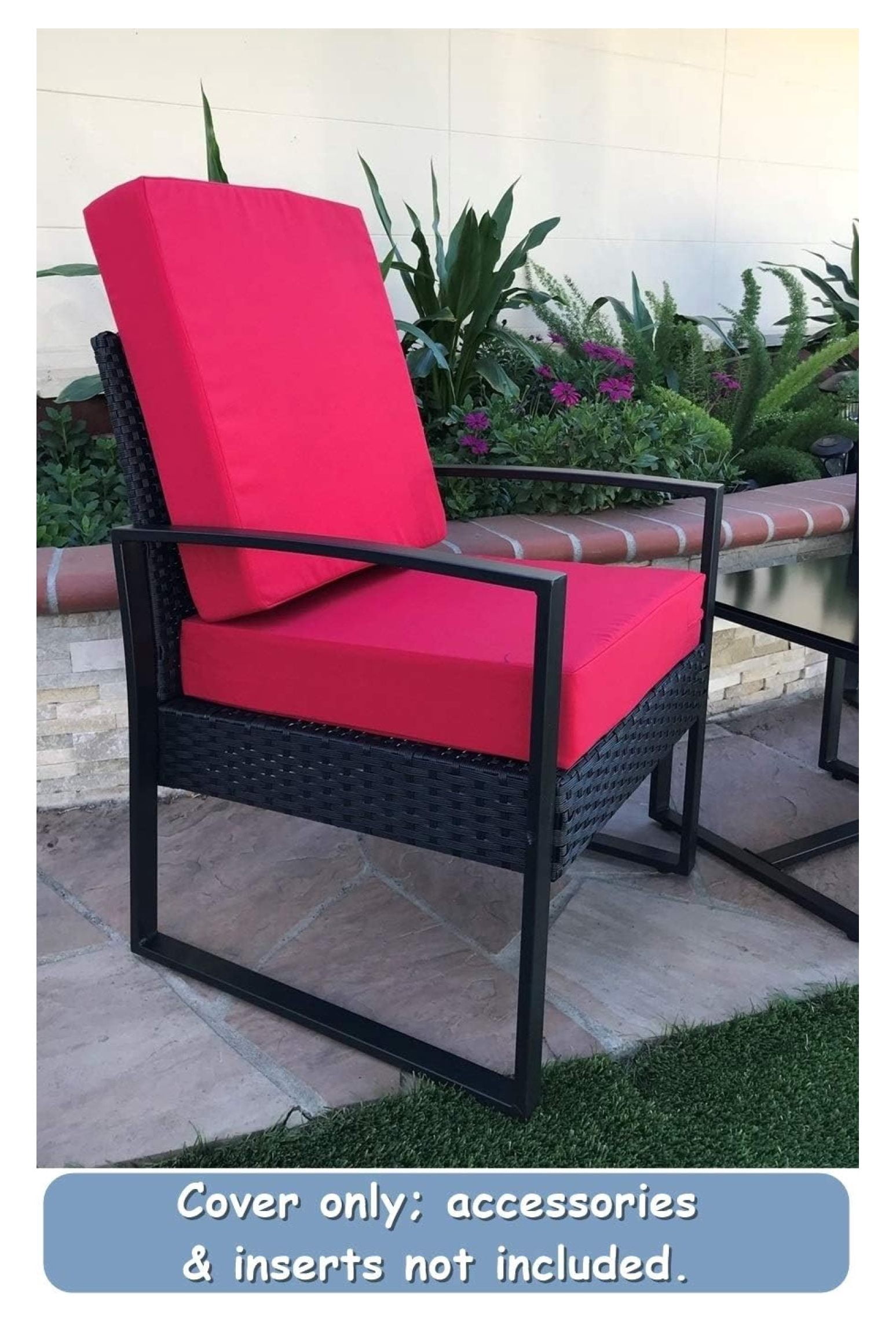Indoor Outdoor Water High UV Resistant Patio Chair Cushion Cover (Lava Red, 22"x20"x4" (4 Covers))