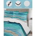 thumbnail image 4 of Quilts Twin Size Bedding Set, Teal Coastal Lightweight Quilted Comforter, Summer Beach Nautical Abstract Art Soft Reversible Bedspread Coverlet with Pillow Covers for All Season, 68" x 86", 4 of 7