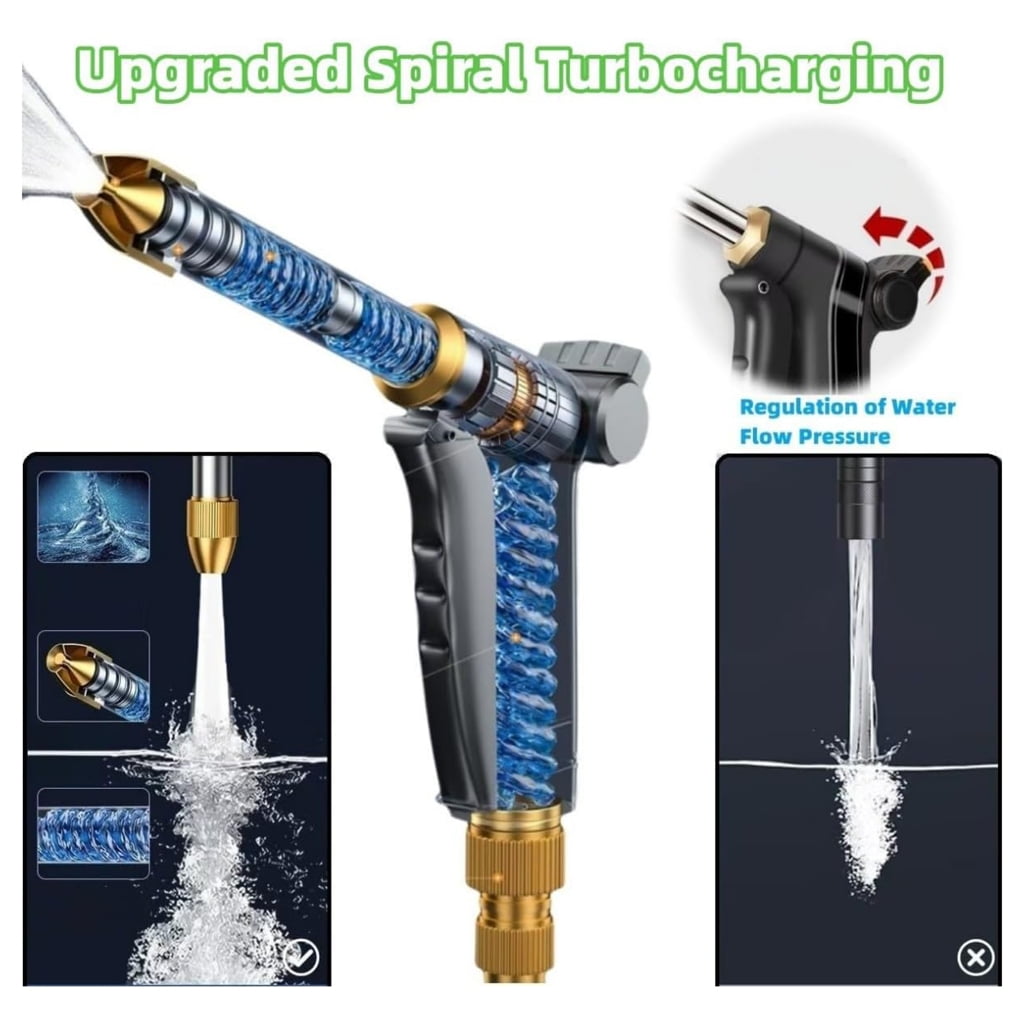 Heavy Duty Metal High Pressure Water Hose Nozzle Washer Garden Hose Thread 360 Degree Rotating Adjustable Nozzle