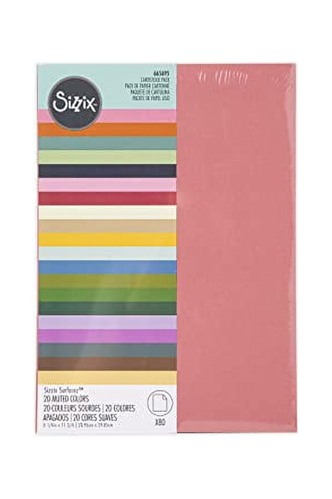Sizzix Surfacez Cardstock Pack, Muted Colors, 20 Assorted Shades, 80 Sheets