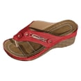 thumbnail image 6 of Rokment Women's Orthopedic Wedges Dressy Sandals Trendy Casual Leather Platform Flip Flops with Arch Support Beach Comfortable Walking Slip on High Heels Slides Shoes C Size 7.5, 6 of 7