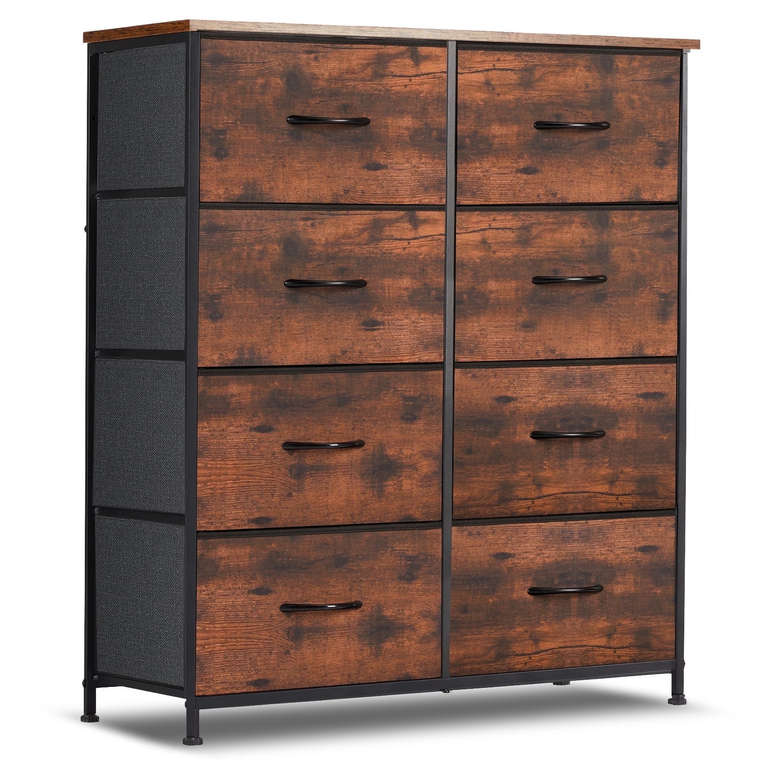 Simenmax 8 Drawer Dresser for Bedroom Fabric Dresser Chest of Closets Storage Units Organizer Tower Wooden Top Shelf for Bedroom, Hallway, Entryway, Closet,Brown