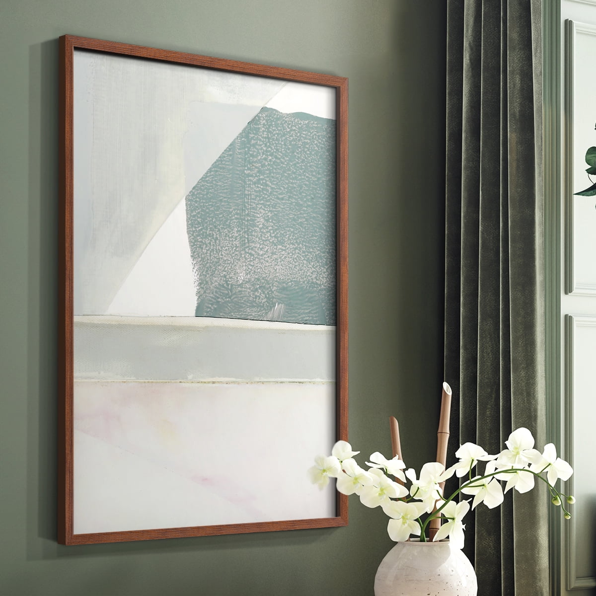 Couturier II Framed Print in Brown Solid Wood Framed Print No Nail Hanging