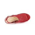 thumbnail image 4 of BLISSFUL STEP Chaussures pour Femmes Sandales à Talon Compensé à Plateforme à Bout Ouvert avec Lacets Rouges 6, 4 of 8