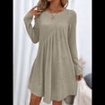 thumbnail image 4 of Vestido de Mujer de Larga, Cuello Redondo, Cintura Alta y Cintura Irregular. Caqui M, 4 of 8