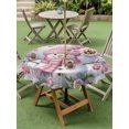 thumbnail image 3 of Outdoor Tablecloth with Umbrella Hole and Zipper, Pink Snowman Christmas Round Table Cloth 54 Inch Waterproof Tablecloth, Xmas Floral Tree Snowflake Picnic Table Cover for Patio Camping, 3 of 7