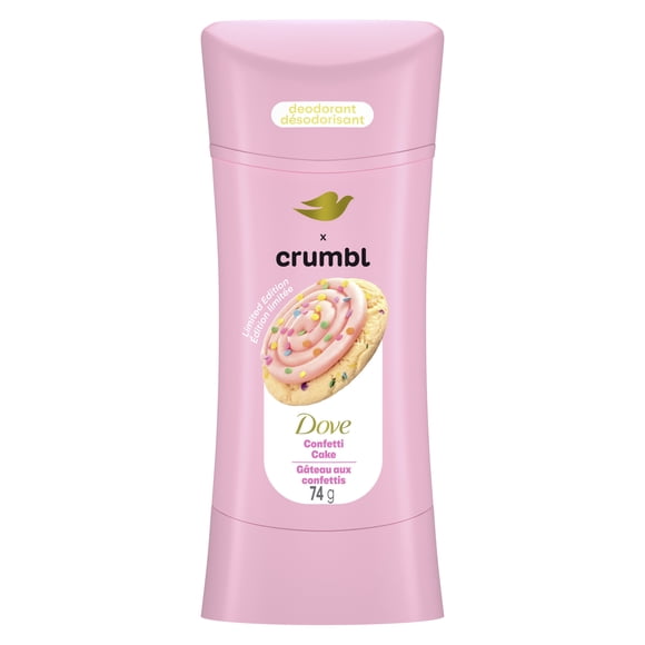 Dove Crumbl Bâton Désodorisant Sans Aluminium Gâteau aux Confettis, 74 g | Édition Limitée