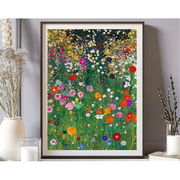 Gustav Klimt Poster, Gustav Klimt Farm Garden Print, Klimt Flowers, Floral Wall Decor, Gift Idea Print, Gustav Klimt Wall Decor Wall Art, Modern Wall Decor, 8x12 UNFRAMED