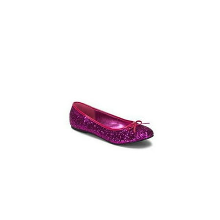 Glitter Star Shoe - Hot Pink Glitter Star Flat Shoe Star-16G Pleaser USA Hot Pink