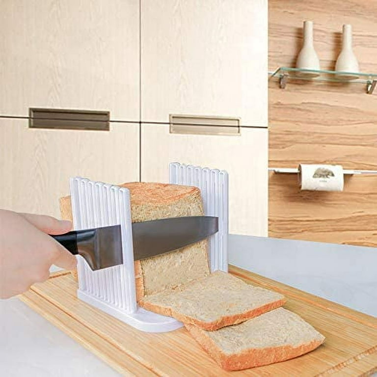 Hemoton Plastic Bread Slicer for Homemade Bread Foldable Toast Slicer Adjustable Width Bread Slicing Guide Bread Cutter Mold for Sandwich Bagel