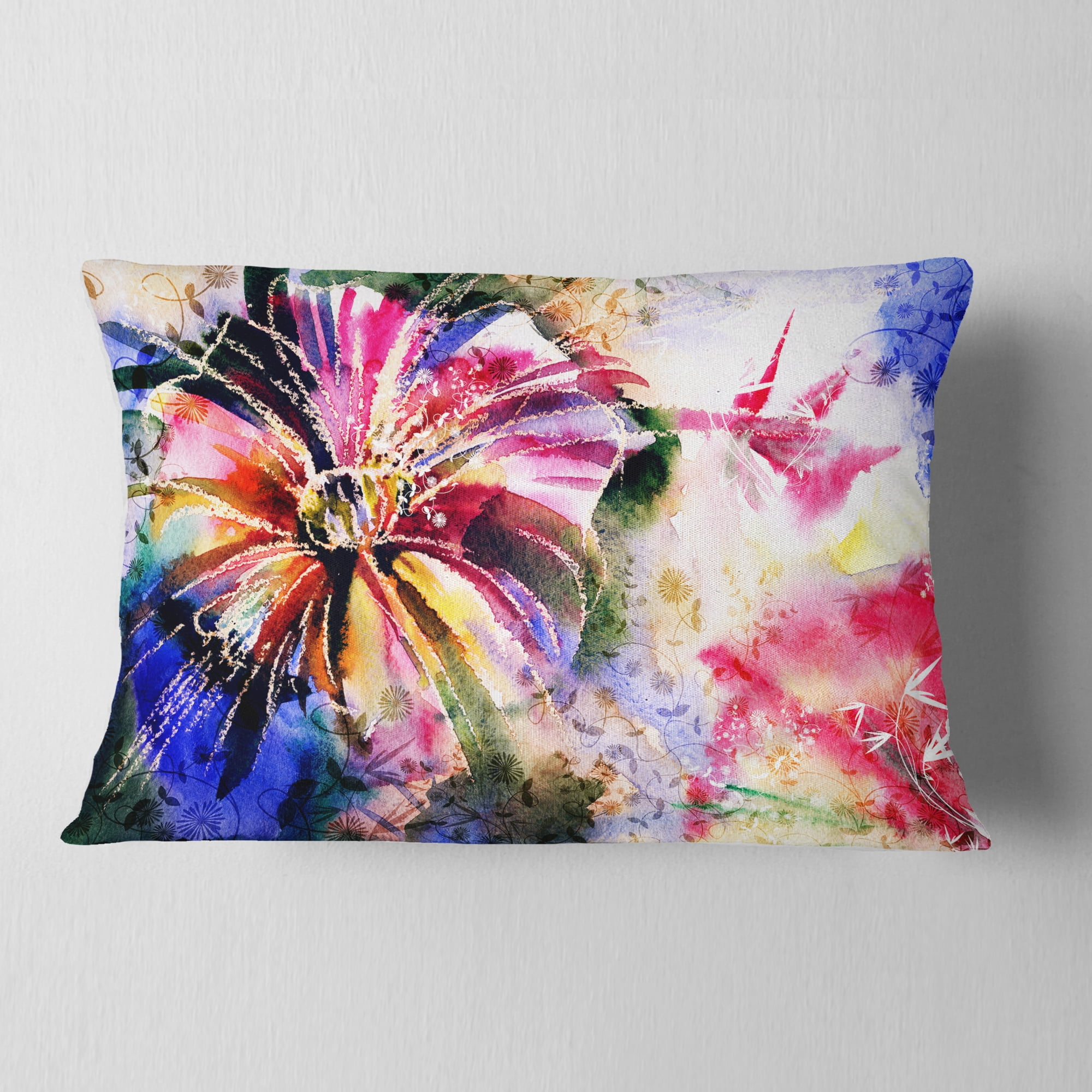Designart Flowers in a Collage - Floral Throw Pillow - 12x20