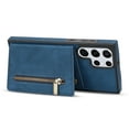 thumbnail image 6 of Feishell Back Flip Case for Samsung Galaxy S23 Ultra,Premium PU Leather Wallet Cover with ID Credit Card Holder & Zipper Pocket Magnetic Metal Button Kickstand Shockproof Phone Case,Blue, 6 of 6