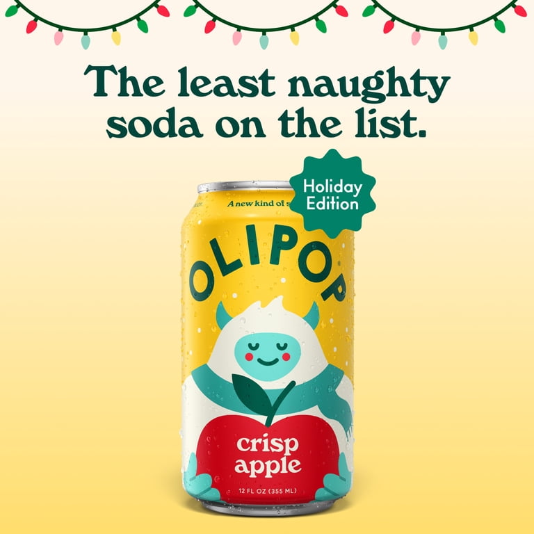 OLIPOP Crisp Apple Prebiotic Soda, 12 fl oz, 4 Pack photo 2