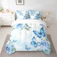 thumbnail image 2 of Manfei Chic Butterflies 7pcs Bedding Comforter Set,Rustic Leaves Queen Bedding Sets,Dreamy Blue Rose Queen Sheet Sets For Kids,Luxury Bedroom Decor, 2 of 8