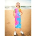 thumbnail image 3 of Mikrdoo Girls' Tie-Dye Midi Dress Summer Casual Short Sleeve Crew Neck Slim Sundress 6-12 Years, 3 of 7
