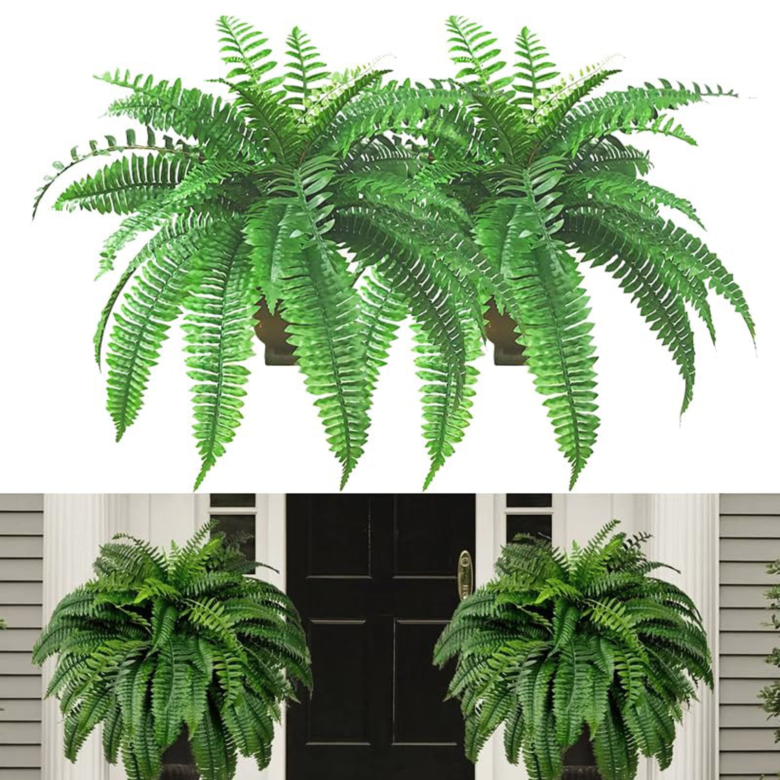 Qeswwen2024 23” Artificial Plastic Boston Fern Plant (2 Count)