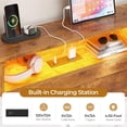thumbnail image 3 of Daybed Twin with Pop Up Trundle, Farmhouse Wooden Day Bed Frame with 3 Storage Drawers and Shelves, Twin to King Daybed with Charging Station and LED Lights for Bedroom, Rustic Brown, 3 of 9