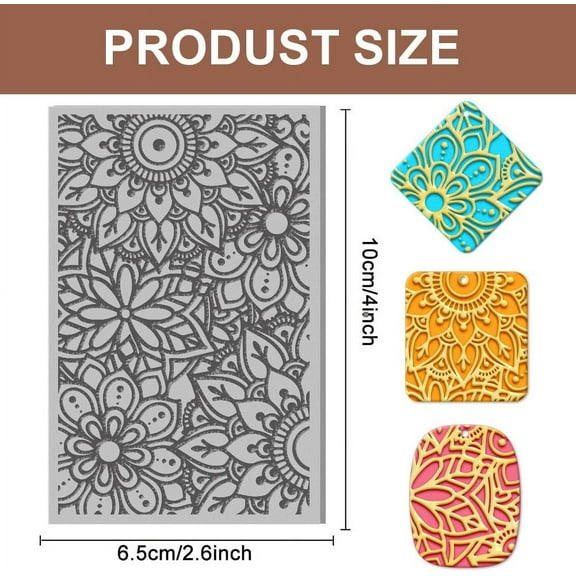 1pc Polymer Clay Texture Sheets Mandala Lotus Rubber Polymer Clay Texture Clay Texture Mats Tool for Jewelry Making Craftwork and Printing Patterns