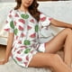 thumbnail image 4 of Fotbe Hand Drawn Watermelon Conjunto de Pijama Estampado para Mujer, 2 Piezas, Ropa de Dormir con Camiseta de Manga Corta y Shorts Suaves-4X-Large, 4 of 6