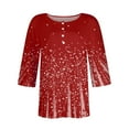 thumbnail image 6 of Mlqidk Plus Size Tunic Tops for Women 4x-5x Womens Plus Size Dressy Tops Button Henley Shirts Plus Size 3/4 Sleeve Tops Floral Print Casual Tshirt 5x Women Plus Size Clothing Red 5XL, 6 of 6