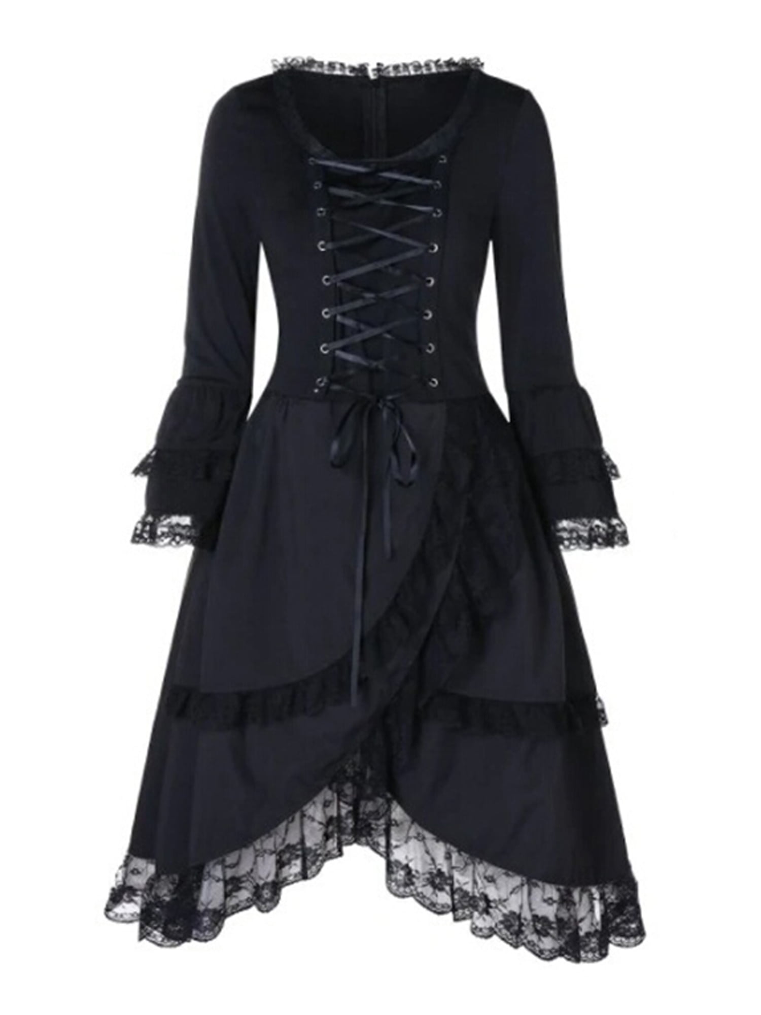 sheart 9 Fashion Women Vintage Gothic Casual Cute Lace Court Patchwork Customs Princess Dress for Halloween Carnival 