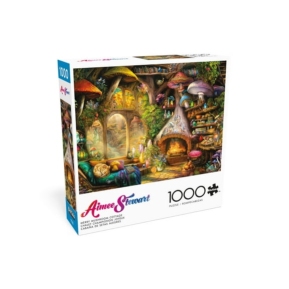 Buffalo Games Merry Mushroom Cottage 1000-Piece 26.75 x 19.75-Inch Interlocking Jigsaw Puzzle for Adults Ages 14