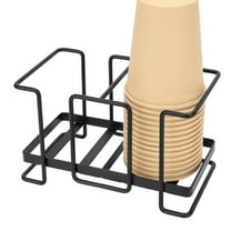 DODAMOUR Bathroom Cup Dispenser, Metal Disposable Paper Cup Holder, Coffee Drink Organizer Paper Cup Storage for Home Office (Large, Black)