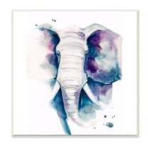 Stupell Industries Abstract Elephant Watercolor Portrait Safari Animal Wall Plaque, 12 x 12, Design by Esté Hupp