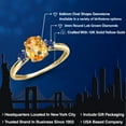 thumbnail image 2 of Gem Stone King 10K Yellow Gold Yellow Citrine and Blue Created Sapphire 3-Stone Ring for Women | 1.53 Cttw | Oval Checkerboard 8X6MM | Gemstone November Birthstone | Size 5, 2 of 6