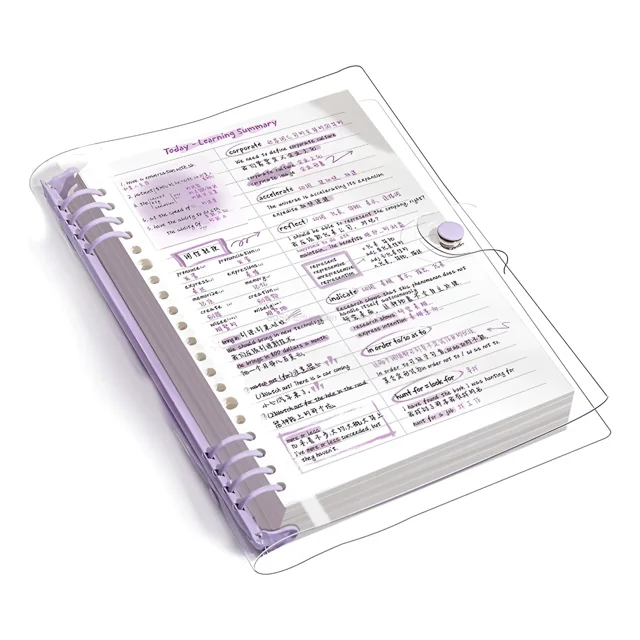 Cuaderno tamaño A5, 120 páginas, tapa blanda, transparente - para escribir y tomar notas.