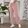 thumbnail image 6 of Garbnen Corduroy Womens Pants Elastic Waist Straight Leg Pants Women Loose Fit Summer Office Trouser Pants with Pockets, 6 of 7