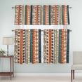 thumbnail image 5 of Bohemian Patterns Curtain Valances Set Orange Seamless Stitching Kitchen Curtains 36&nbsp;inch Length Rod Pocket Valance and Tiers 3 Piece Set Small Bedroom Bathroom Laundry Decor, 5 of 9