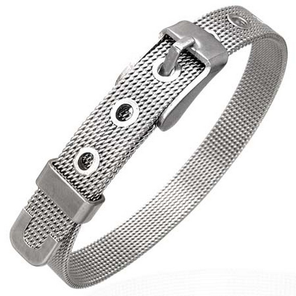 My Daily Styles Stainless Steel Silver Tone Mesh Belt Buckle