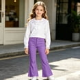 thumbnail image 3 of LRen Girls Uniform Pants Bootcut School Uniform Slacks Elastic Waist Bell Bottom Button Pockets Summer Lightweight Pant for Tween Girls Age 13-14 Years, 3 of 8