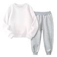 thumbnail image 3 of BXJX Girls Cotton Outfit Sets, Warm Fleece-lined 2 Piece Long Sleeve Sweatshirts and Joggers Sets Gray Size 2-3 T, 3 of 8
