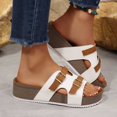 thumbnail image 4 of Slide Sandals for Women Plus-Size Wide Width Breathable Open Toe | Buckle Strap Beach Pool Slippers Thick Soft Sole, #1White-40, 4 of 9