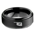 thumbnail image 2 of Tungsten Oklahoma Sooner State Bird Flying Band Ring 8mm Men Women Comfort Fit Black Step Bevel Edge Brushed Polished, 2 of 4
