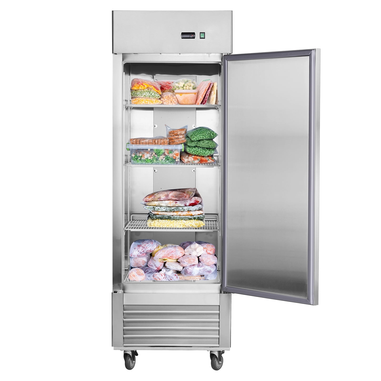 27" Commercial Freezer, 18.68 Cu.ft Single Solid Door Reach-in Freezer, Stainless Steel Interior & Exterior, Upright Restaurant Freezer with Cubigel Compressor, -8°F to -2°F, Carel Controller, ETL