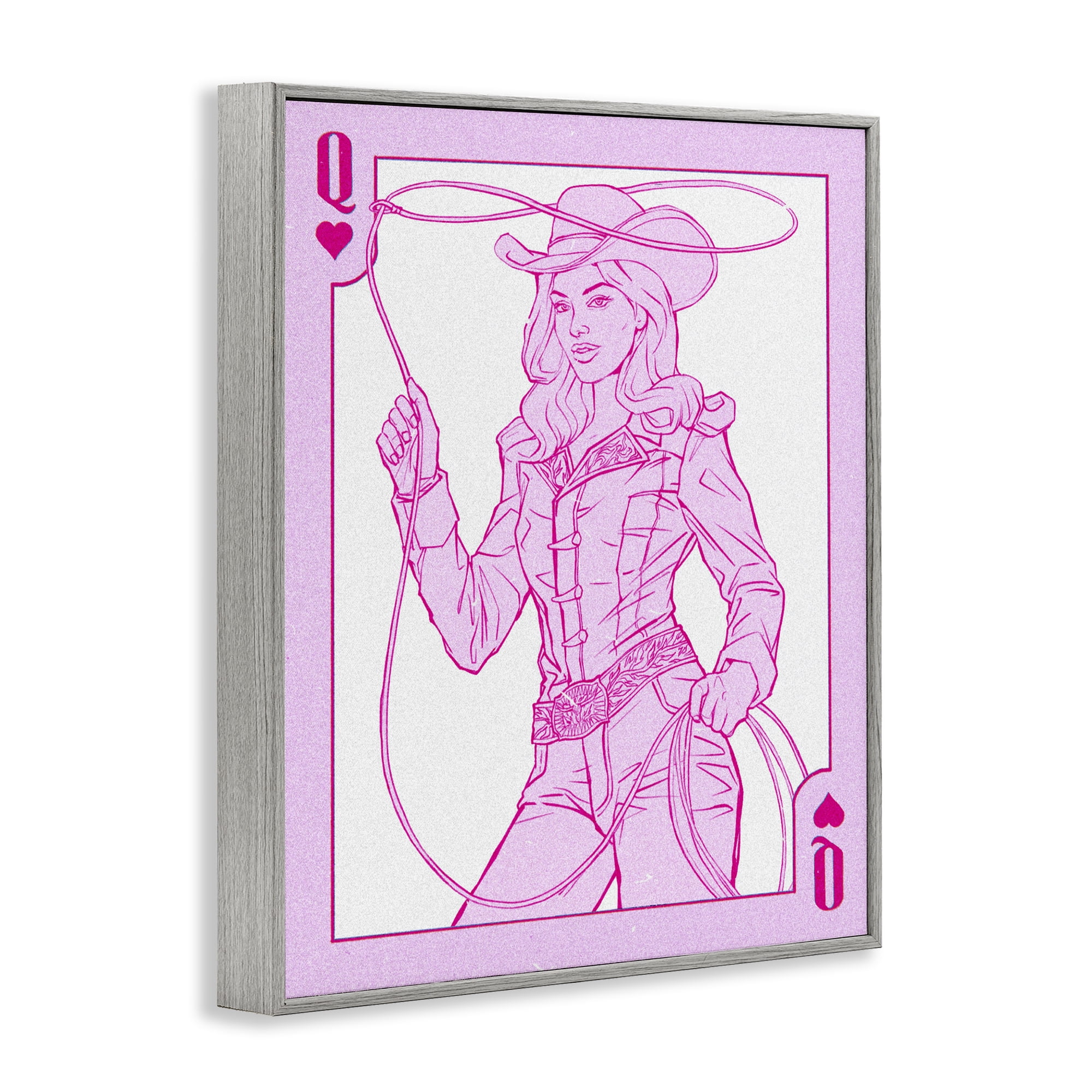 Stupell Industries Cowgirl Queen of Hearts Gray Framed Giclee Art, design by Ziwei Li