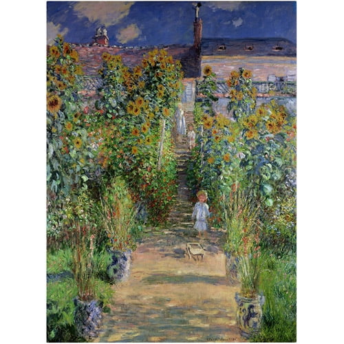 Famous Painting Garden at Sainte-Adresse by Claude Monet Folding Rain Umbrella/Parasol/Sun Umbrella