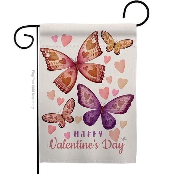 Breeze Decor G151067-BO 13 x 18.5 in. Butterflies Loves Garden Flag with Spring Valentines Double-Sided Decorative Vertical House Decoration Banner Yard Gift